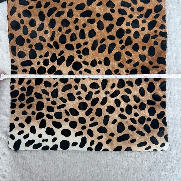 Clare V Leopard Print Foldover Clutch Bag Brown Black One Size - Picture 10 of 11